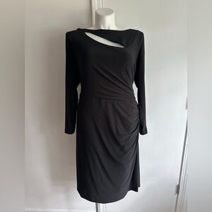 Betsy & Adam Black Cut-Out Long Sleeve Dress